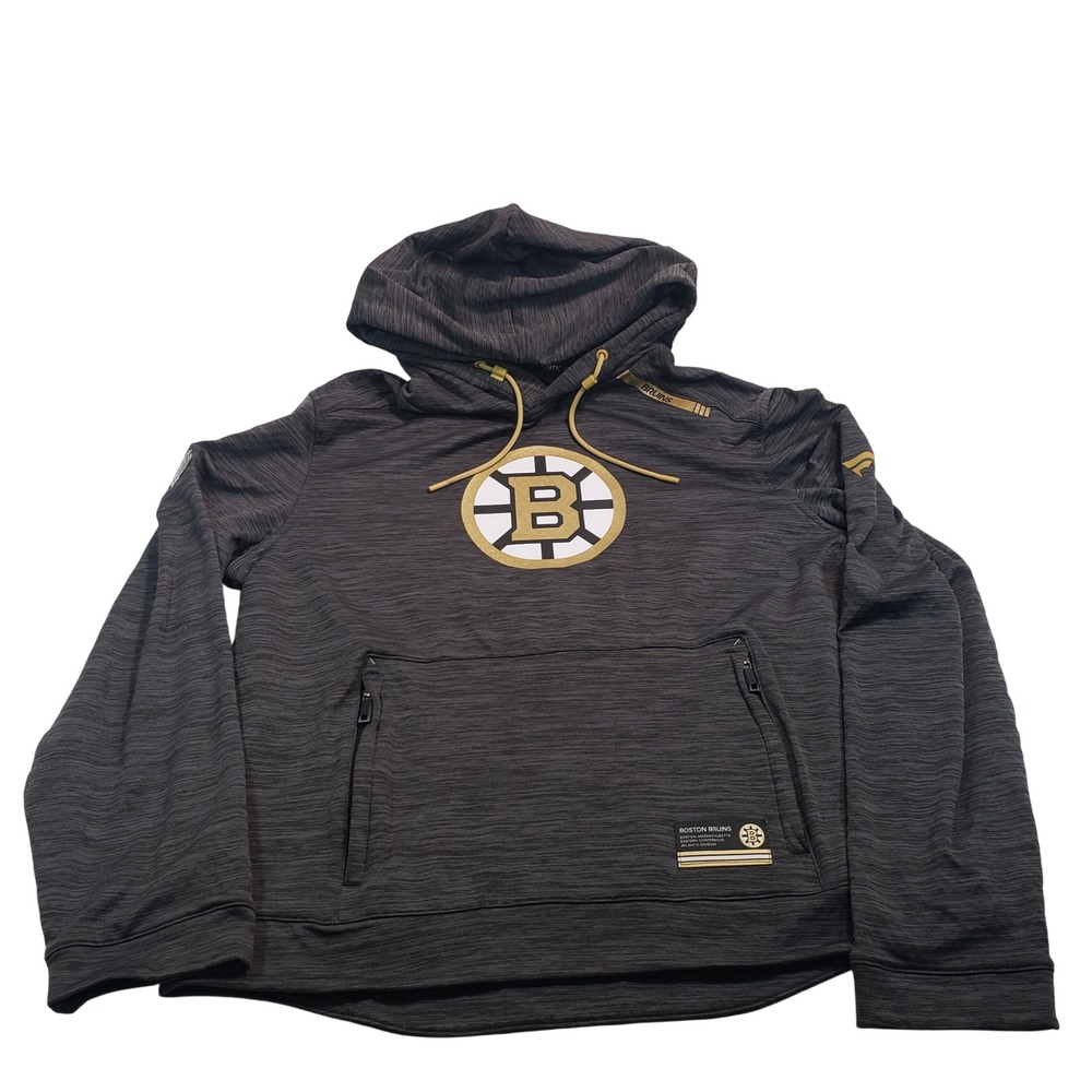 Fanatics NHL Boston Bruins Authentic Pro Pullover Hoodie Mens M Gray Zip Pockets